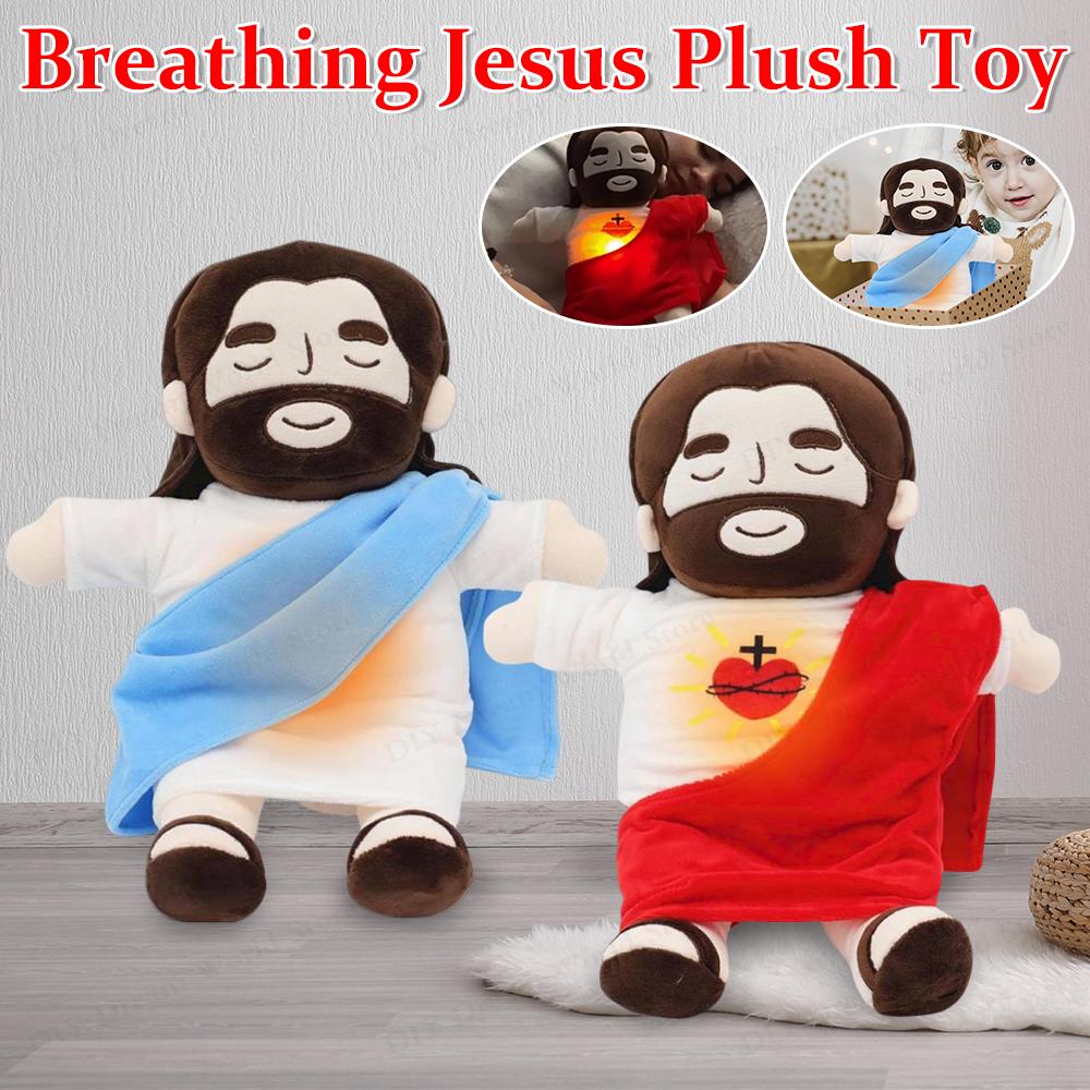 Jesus Plush Baby Soothing Breathing Toy Jesus Doll Plush Toy Four-Gear Adjustment Children Music Sleep Companion Toy Kids Xmas G