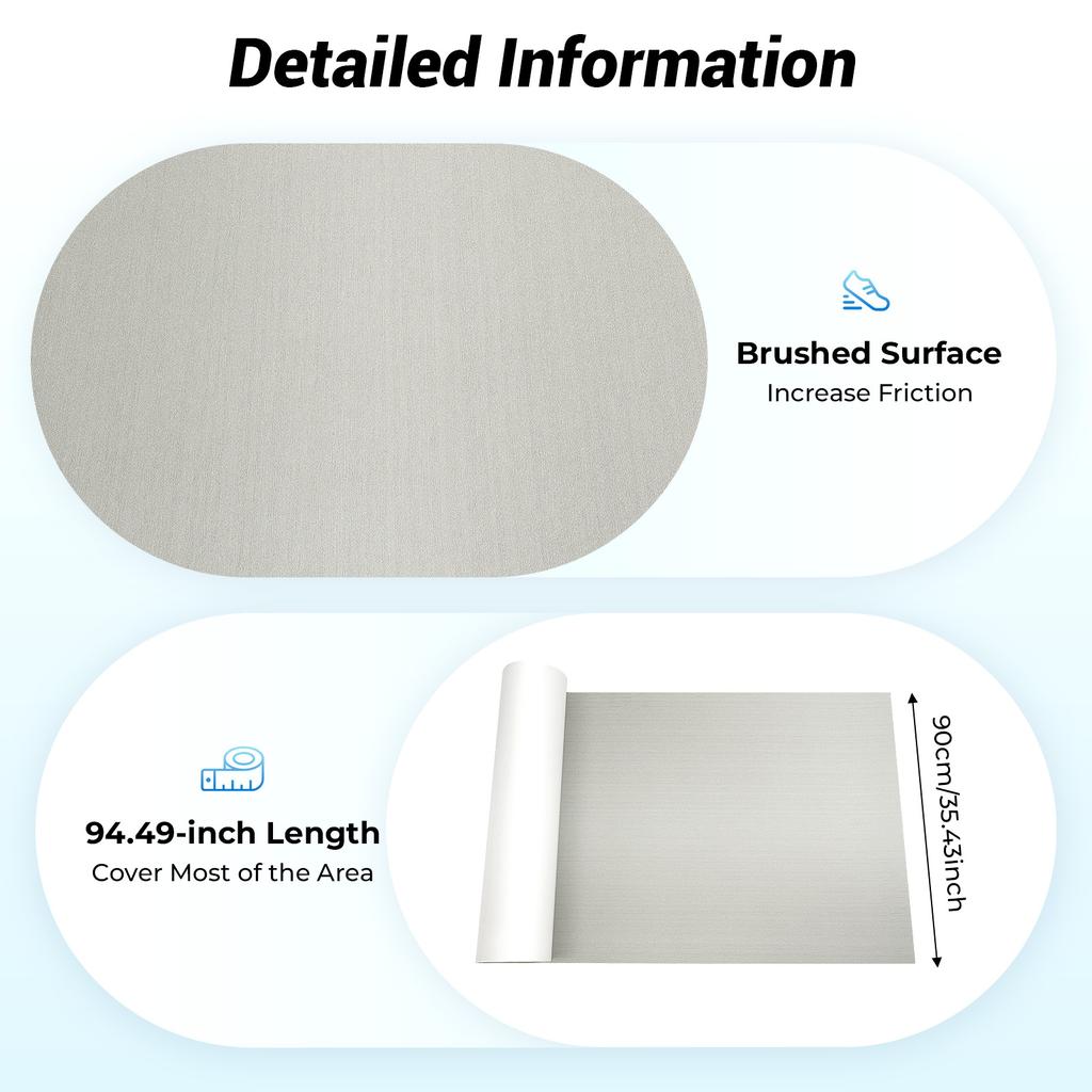 EVA Foam Exercise Mat - 6mm Thick Grey Floor Tile for Home Gym, Yoga, Pilates & Workout (94.49x35.43in) - Rectangle Fitness Mat