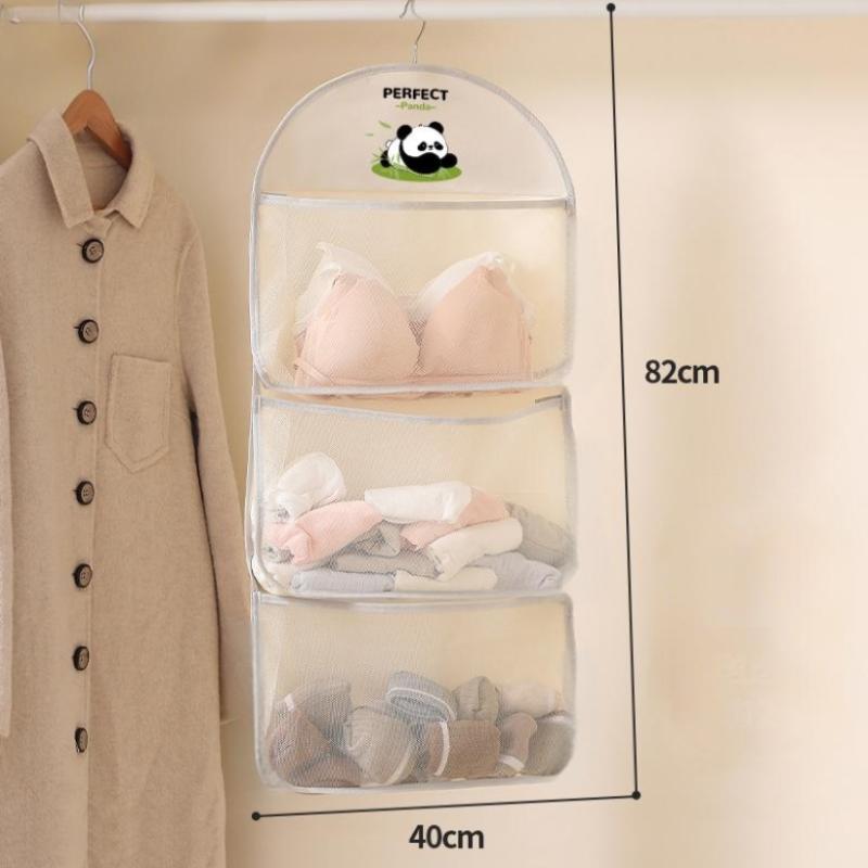 2/3-lagige Aufbewahrungstasche mit großem Fassungsvermögen, Netzbeutel zur Aufbewahrung von Unterwäsche und Socken, atmungsaktiver Schrankorganizer mit Kleiderbügel