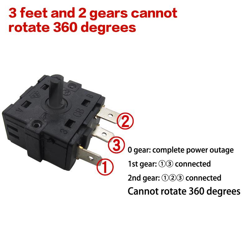 1Pcs Electric Room Heater Gear Position Switch Accessories 3 Pin 5Pin Rotary Switch Selector AC 250V 16A