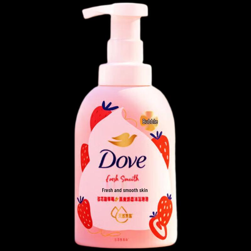 Dove Увлажняющая пенка для ванны «Сладкая клубника и овсяное молоко»