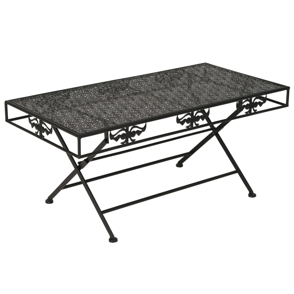 Folding Coffee Table Vintage Style Metal 100x50x45 cm Black