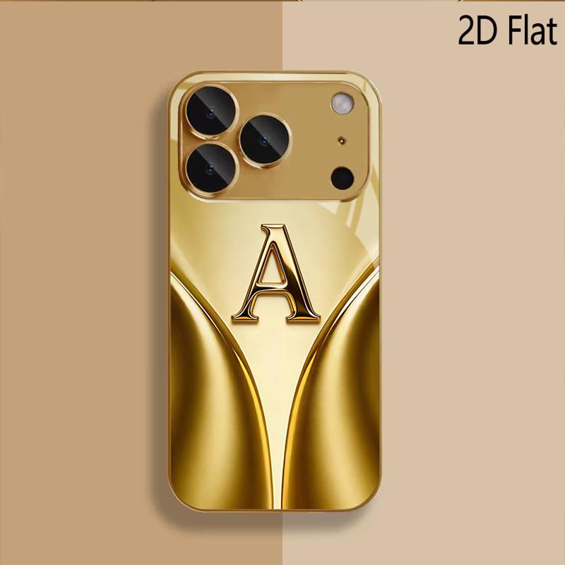 letter A print Patterned tempered glass design for iPhone16 17 Pro Max 15 14 13 12 11 ProMax Phone Case Camera Cover Shockproof