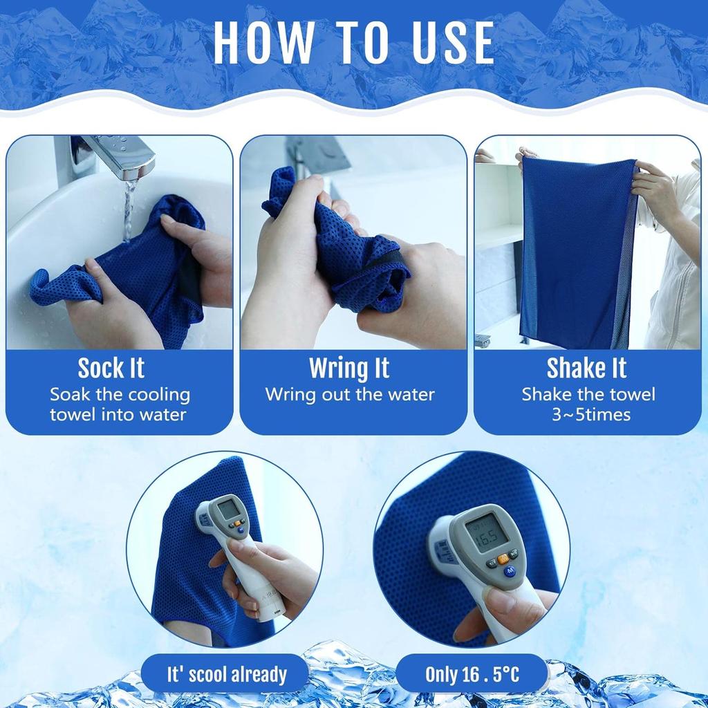 Instant Cooling Sports Towels - Reusable Ice Towels for Gym Running Camping Yoga, Quick-Dry, Portable Chill Towel for Outdoor