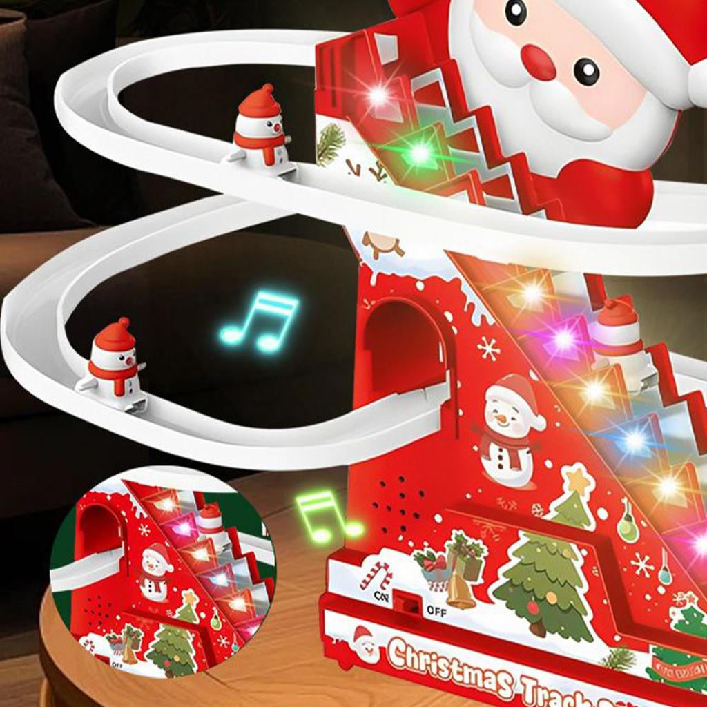 Electric Roller Coaster Toy Santa Christmas Train Track Set with Snowman Activity Game for Toddlers Boys Girls Holiday Xmas Gift
