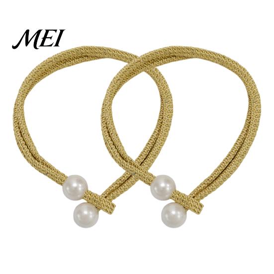 Curtain Tie 1 Pair Tiebacks for Drapes, Adjustable Rope Backs, Faux No Drill Buckles Pearls Cord Buckle Holder Home Hotel Office Window Drapery