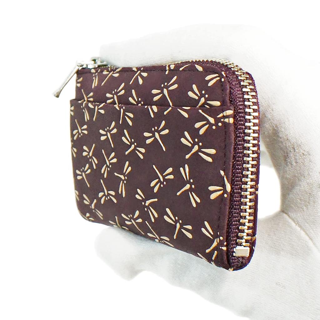 Indenya Inden Coin Purse F Coin Purse 05 Deerskin Purple X White Lacquer Dragonfly Pattern 1005-16-008