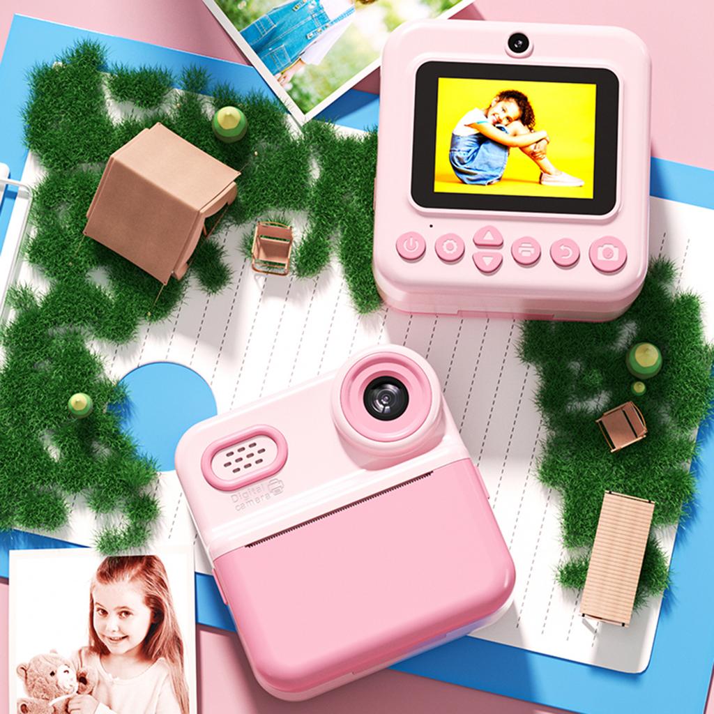 Instant Print Camera Mini Thermal Label Printer with 3 Roller Photo Paper 1500mAh for Girls Boys Christmas Birthday Gifts