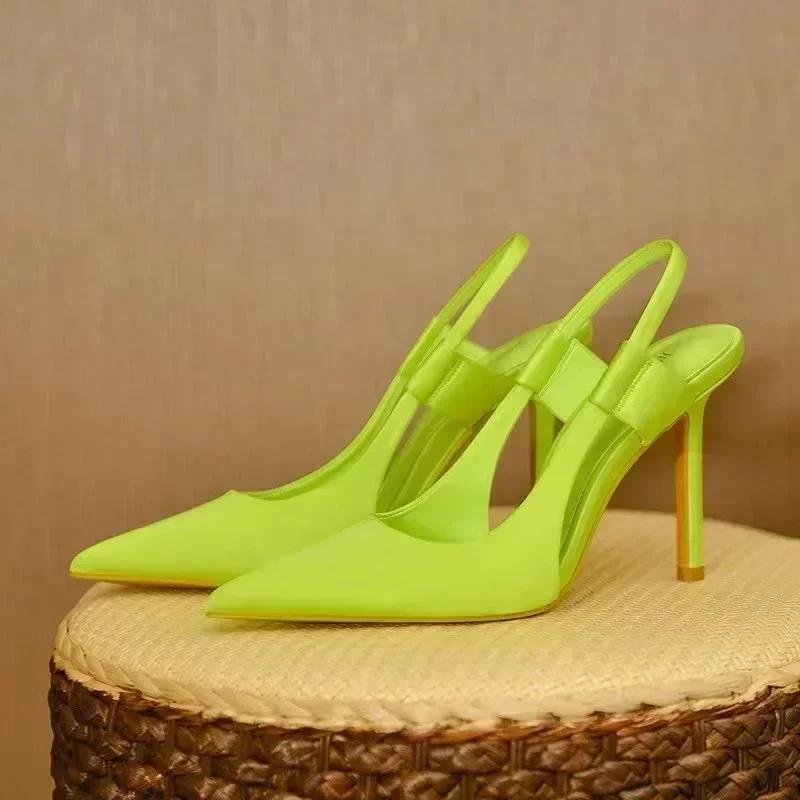 Fashion New Designer Luxury Women Slingback Sandals Pointed Toe Slip on Thin High Heel Ladies Elegant Pumps Shoes Sandals 35-43