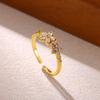 Fashion Gold Color Open Rings For Women Zirconia Moon Star Cross Adjustable Finger Ring Flower Romantic Aesthetics Jewelry Gift