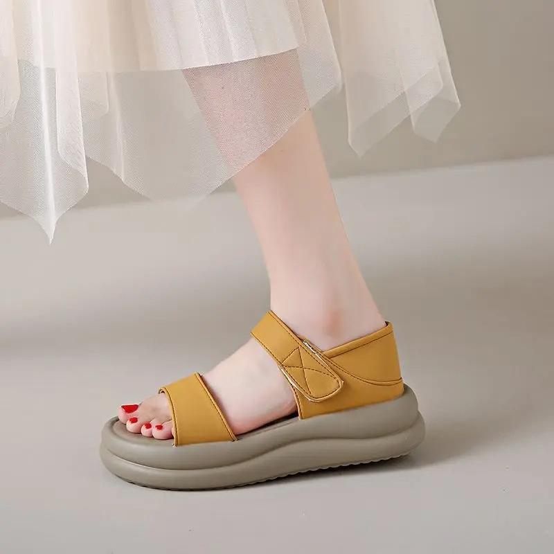 

Женские сандалии летние Young Fairy Style Flat Soft Sole Sandals Two Wear Back Pack с римскими пляжными сандалиями для женщин 35 лимонно-желтый