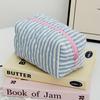 Blue Striped Quilted Women's Coin Purse - Casual Stylish Small Makeup Bag - Portable Travel Pouch for Sanitary Pads, Headphones, Earplugs, Lipstick
