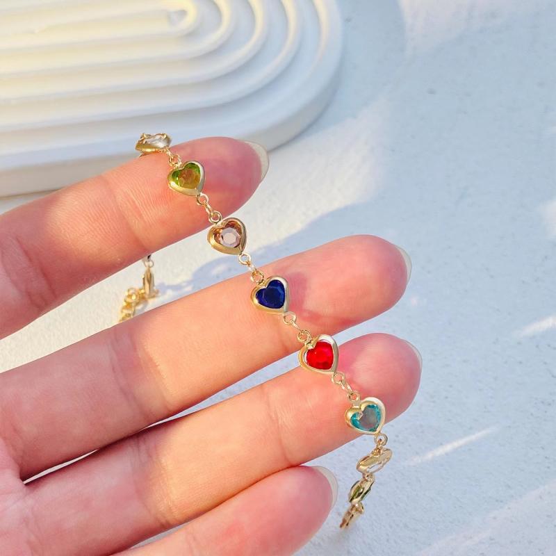 Bohemian Colorful Crystal Heart Choker Necklace For Women Charm Chain Necklace Party Birthday Jewelry Gift