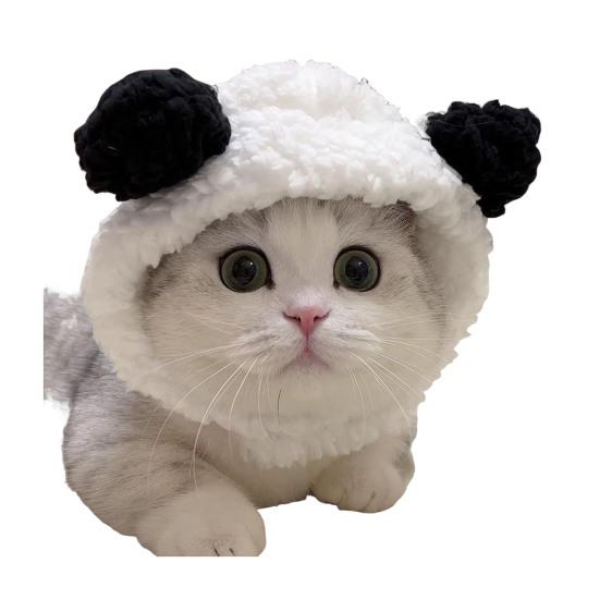 Cute Animal Cat Hat Cats Fuzzy Bunny Pig Panda Design Hat Fun White Goose Hat Adjustable Headwear for Kittens Festive Party Costume Accessory