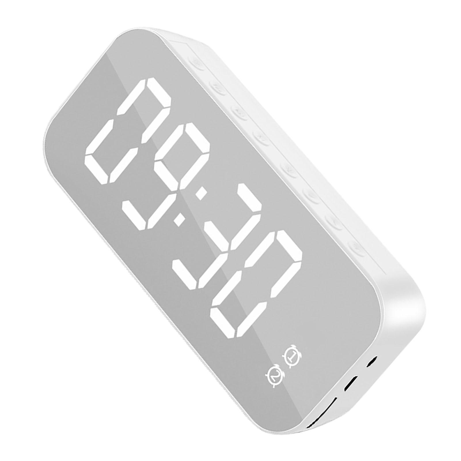 

Будильник Bluetooth-динамик с аккумулятором, большой объем, зеркальный дисплей, портативные цифровые часы белый