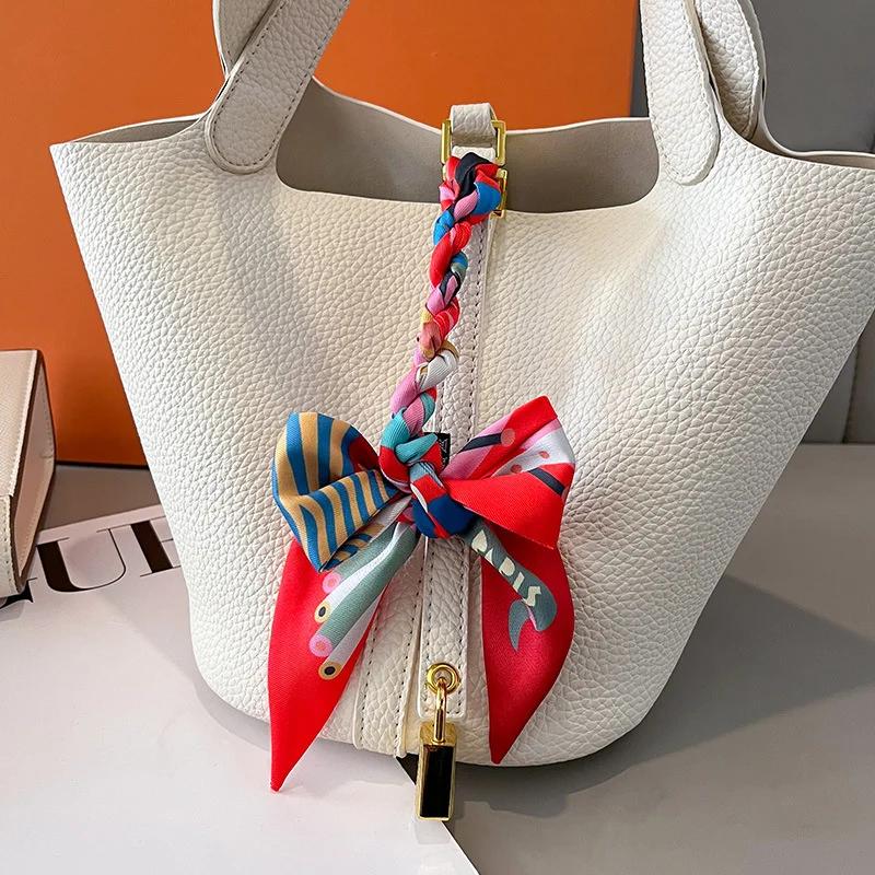 Luxury Brand Silk Skinny Scarf Bag Handle Ribbon Ladies Horse Print Headband Small Hair Scarves Band Female