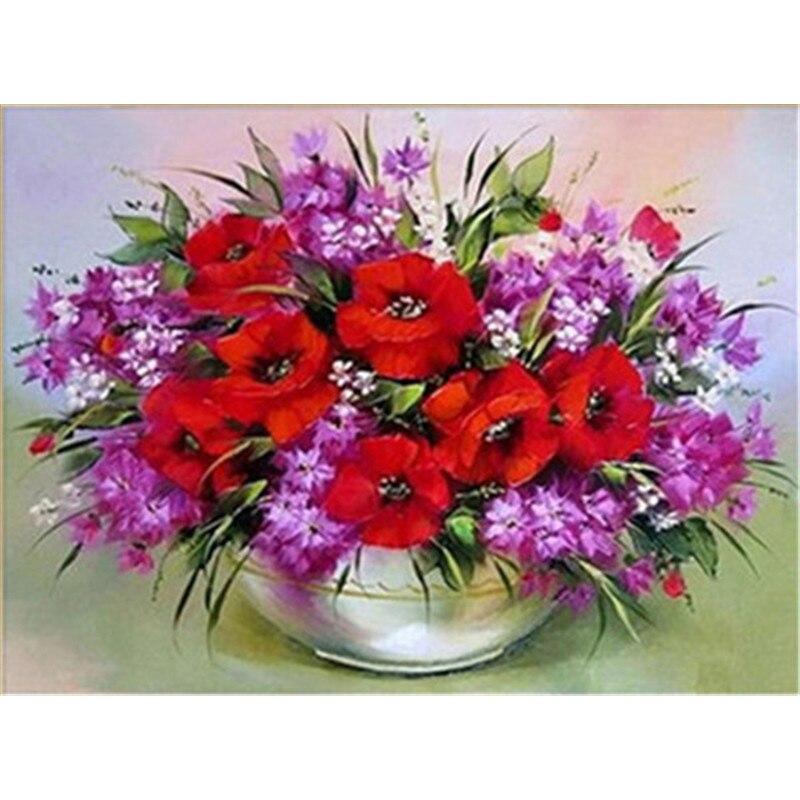DIY Blumenvase 5D Diamant Malerei Kreuzstich voller runder Bohrer Strass Diamant Stickerei Wand Kunst Home Decor