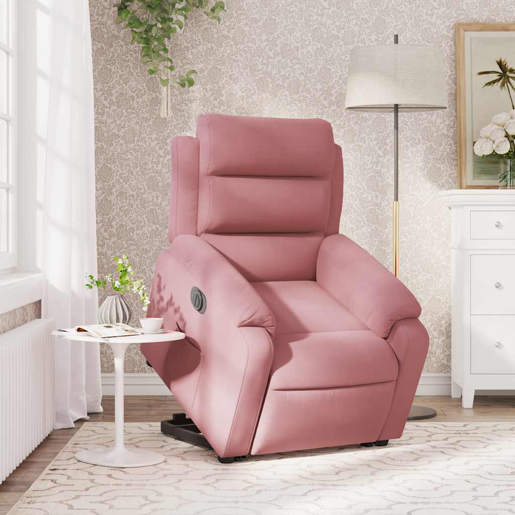 Recliner Chair with Lift Assistance Electric Pink Velvet