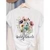 European Size Women's Wildflower Graphic Print T-Shirt - Short Sleeve Crew Neck Casual Top with Vibrant Floral Design, Breathable & Machine Washable