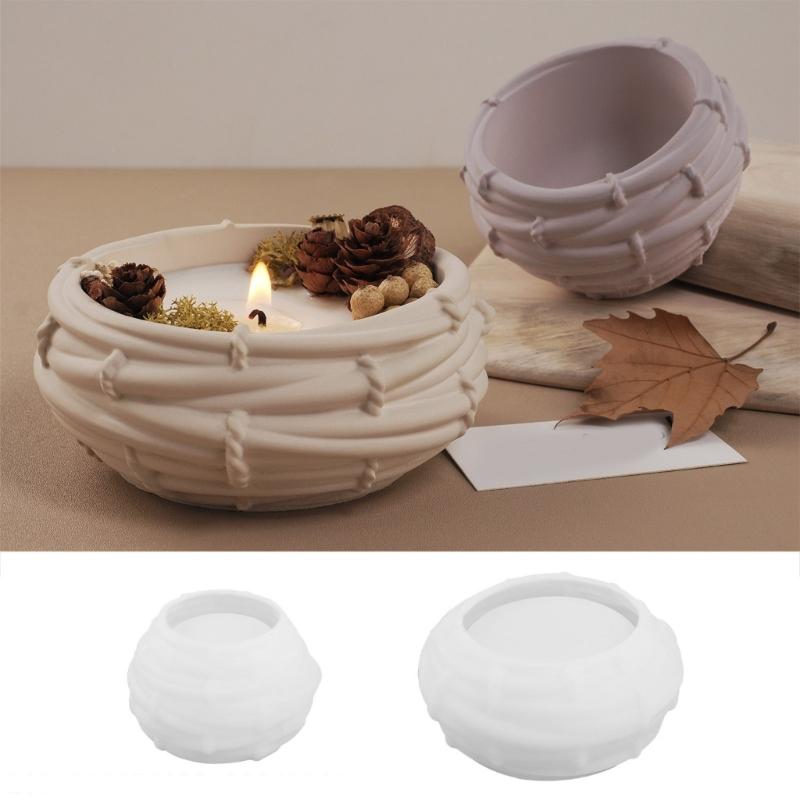 Silicone Candle Holder Mold Bird Nest Shape Crafting Moulds Succulent Plant Pots Molds Silicone Texture for Candle Cup