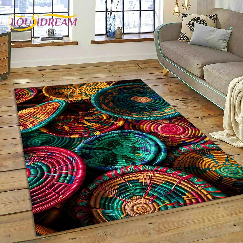 Tappeto Mandala Trama Floreale Colorata VIKAMA, Tappeto Antiscivolo per Soggiorno, Camera da Letto, Divano, Decorazione Casa, Zerbino