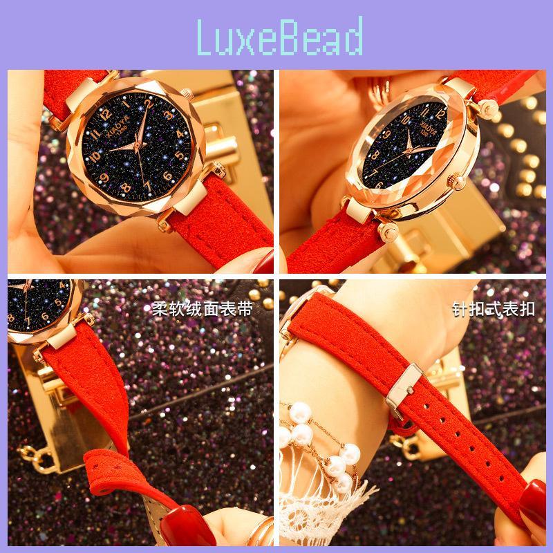 Elegant Women Quartz Watch With Romantic Luminous Starry Sky And Rhinestone Accents