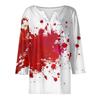 Damen Lässige Mode V-Ausschnitt Locker Vielseitig Halloween-Print Dreiviertelarm Oberteil