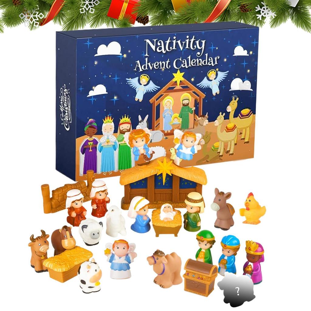 2025 Countdown Advent Nativity Calendar Nativity Scene Jesus Story Christmas Countdown Decor 25pcs Nativity Scene Set For Kid