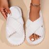 Women's Comfortable Plush Slippers, Soft Warm Winter Indoor Outdoor Thick Sole Open Toe Couple Fluffy Cute House Shoes-Multiple Colors Available