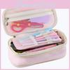 Aesthetic Macaron Color Canvas Pencil Pouch Expandable With Dual Zipper Design