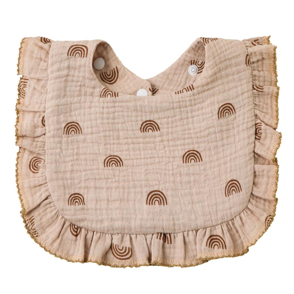 Baby Bibs Organic Cotton Muslin Scarf Burp Cloths Ruffle Floral Gauze Water Absorb Bandana for Newborn Accessories Feeding Kids