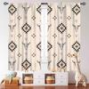 Western Cow Skull Curta,Beige Southwestern Bohemian Geometric Pattern Native Aztec Longhorn Head Cowboy Farmhouse Country