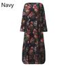 Women Vintage Casual Floral Printed Loose Dress Kaftan Long Maxi Shirt With Timeless Design