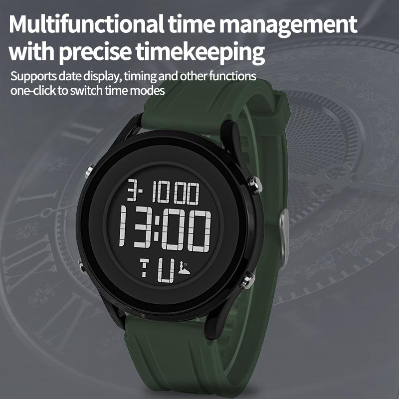 Outdoor Sport Digital Watch For Men Waterproof Large Screen Countdown Alarm Wrist Watch Silicone Band Student Electronic Clock