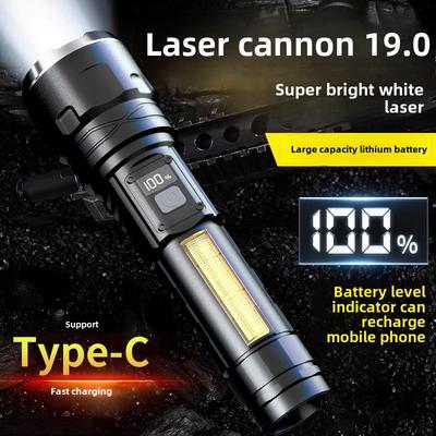 LED Super Bright Long-range Outdoor Typec Fast Charging LCD Digital Display Flashlight