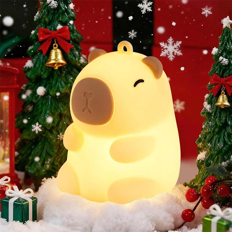Capybara Cute Night Light, Squishy Lamp Gifts Toys, Rechargeable LED Dimmable Silicone Nightlight for Kids