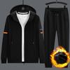 Herren-Strickjacke mit Kapuze, Mantel, Winter, gepolsterte Jogginghose, lässig, Übergröße, Sport, zweiteilige Mode