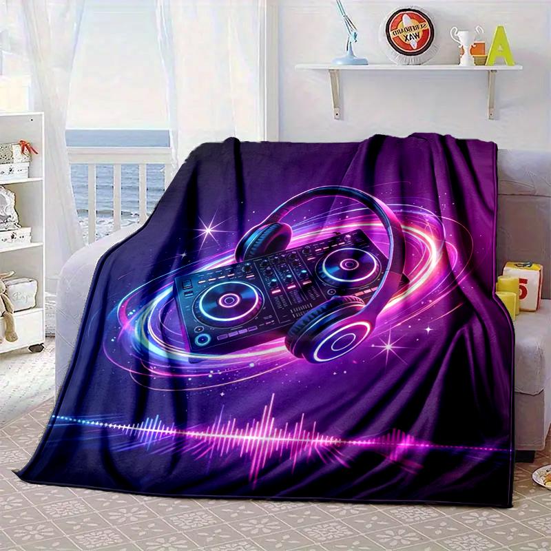 Music Waves Headphones Blanket Flannel Blanket Throw Blanket Sofa Cover Blanket Soft Premium Blanket Picnic Blanket Tv Blanket Gifts