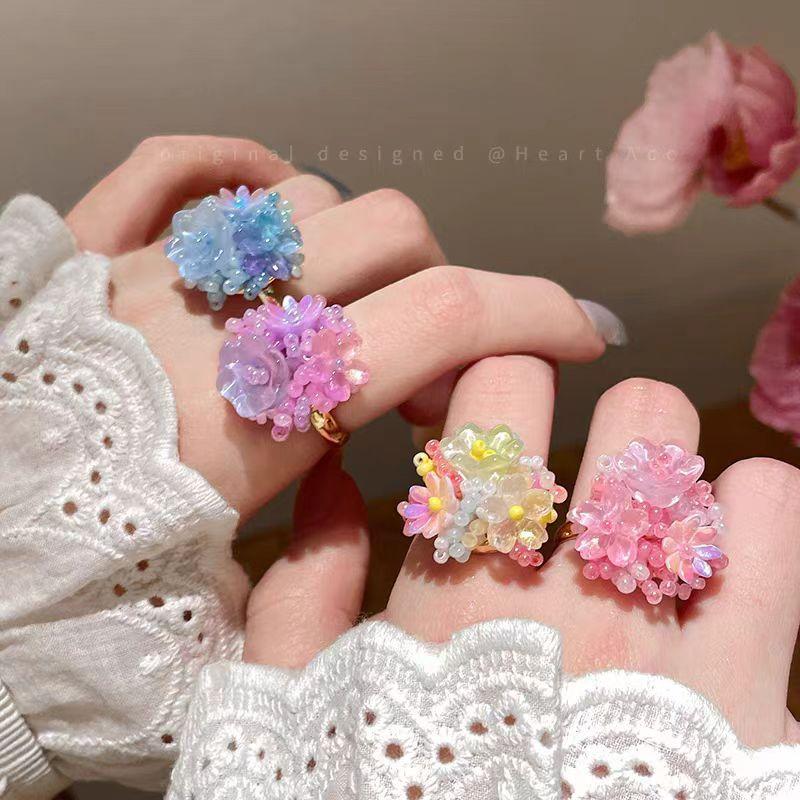 Ball Flower Ring - Women's Style - Sweet and Cute - Beach Theme - Unique Personality - Fresh and Vibrant - Beaded Finger Ring