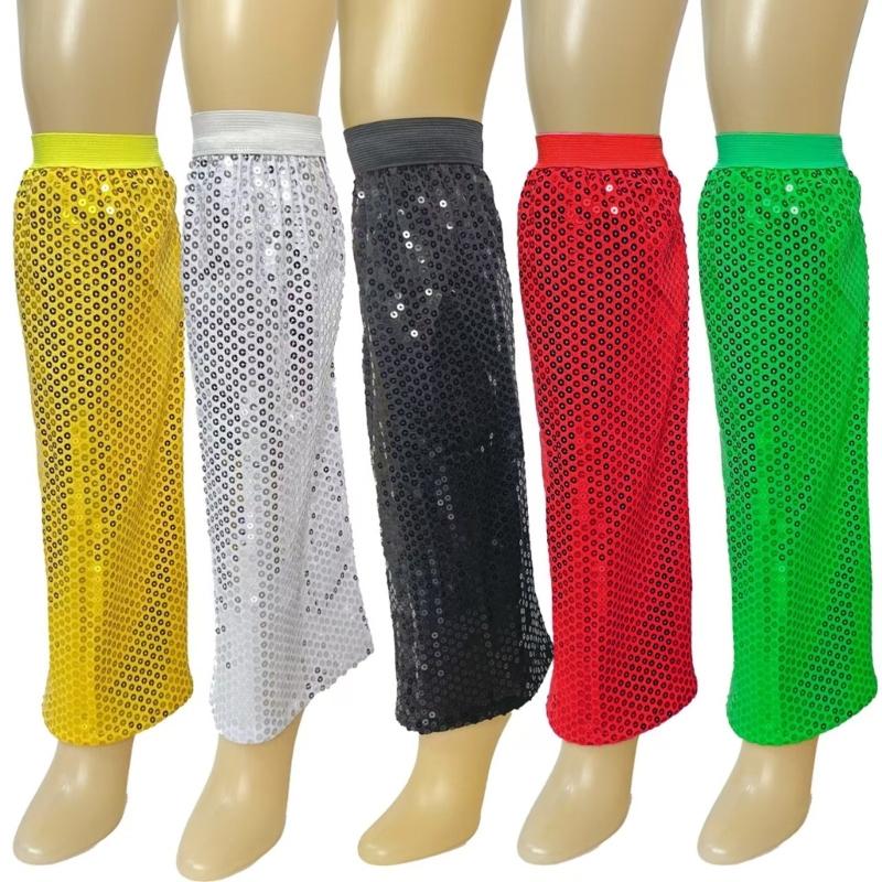 Women Sparkling Sequins Elastic Cuffs Leg Warmer Harajuku 80s Dance Parties Disco Outfit Socks Leg Sleeve Boot Covers