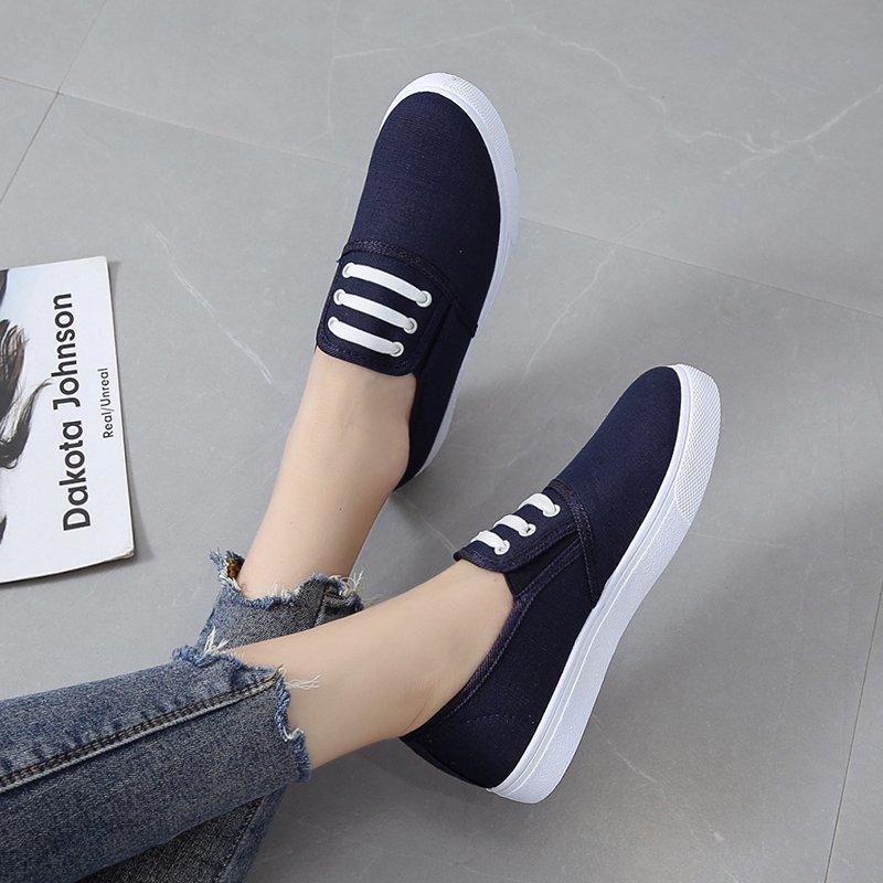 2025 Women Sneakers Womens Ladies Black Loafer Black Casual Flats Non-slip Espadrilles Loafers Canvas Slip On Flat Shoes