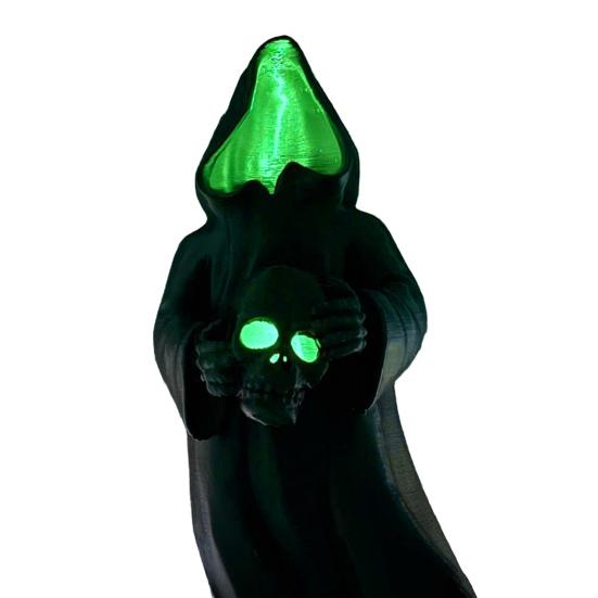 Halloweenská figurka čaroděje-ducha Gotická socha Smrtky s LED světlem Sváteční párty Bez tváře Čaroděj Dekorace Ozdoba