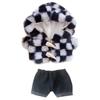 Niannyyhouse 20cm Doll Clothes Cotton Doll Clothes Top Shorts Set Checkered Jacket Jeans Doll Baby Clothes for Stuffed Animals + 2-Piece Dress-Up