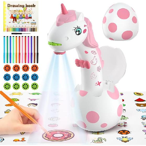 KETIEE Unicorn Drawing Projector Toys for Ages 5-7: Trace and Draw Projector for Kids with Cute Unicorn Look, Smart Art Sketcher Projector with 96