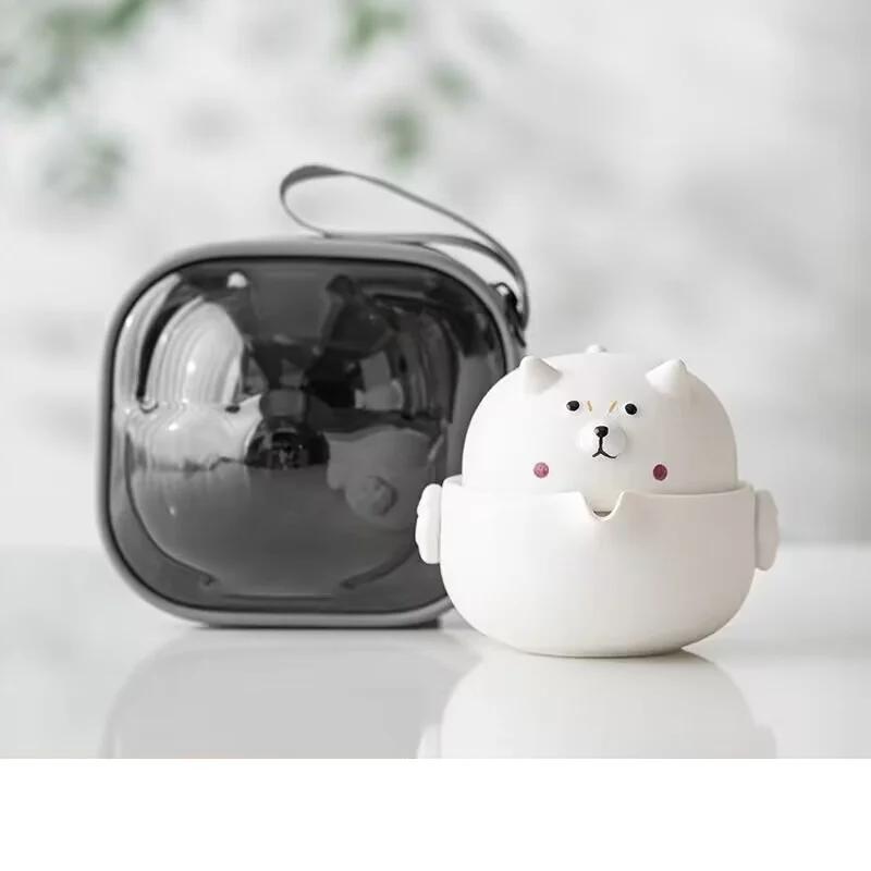 1Set 160ML Cute Travel Tea Set Quick Cup Camping Outdoor Portable Storage Bag Kung Fu Tea Set Teapot Teacup