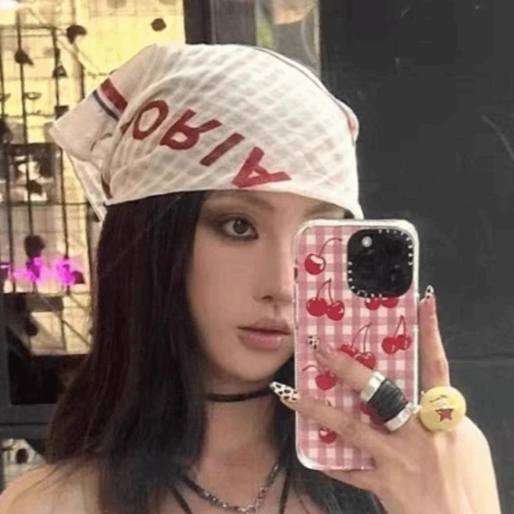 All-match Y2k Print Turban Sweet Small Square Scarf Retro Printed Headscarf  Beach