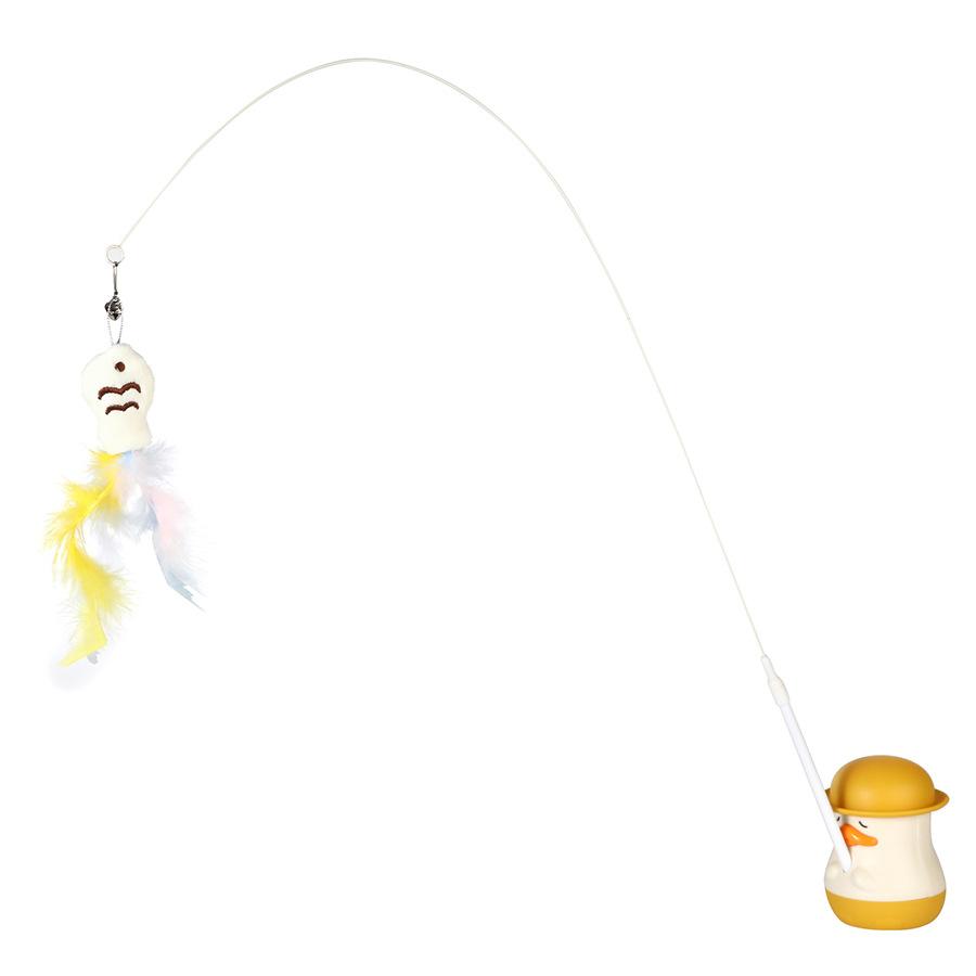 Cat Toys Multifunctional Cute Duck Cat Teaser Long Pole Feather Bell Self-hi To Relieve Boredom Rotating Catnip Pet Toys