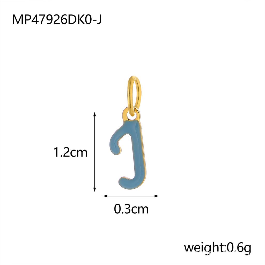 CARLIDANA Simple Gold Plated Stainless Steel Jewelry Alphabet Pendant Small Mini Colorful Oil Drop Initial Letter Necklace