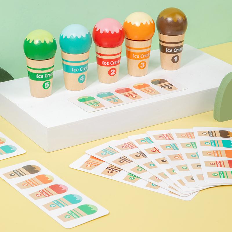 Symulowana Zabawa w Udawanie Lody Okrągła Zabawka Drewniane Lody Rozpoznawanie Kolorów Dopasowywanie Sortowanie Gra Dziecięce Zabawki Edukacyjne
