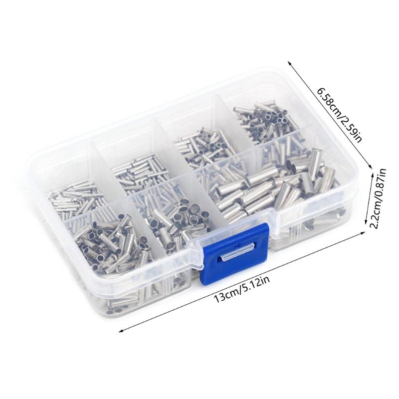 600pcs/set Wire End Ferrules Set Uninsulated Cable Sleeves for Wire Connection